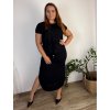 Šaty dlouhé krátký rukáv dámské (40/42 ONE SIZE) ITALSKÁ MÓDA IMD24127/DR (Velikost 40/42, Barva Černá)