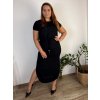 Šaty dlouhé krátký rukáv dámské (40/42 ONE SIZE) ITALSKÁ MÓDA IMD24127/DR (Velikost 40/42, Barva Černá)