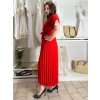 Šaty dlouhé letní skládané krátký rukáv dámské ZUZA (S/M/L ONE SIZE) ITALSKÁ MÓDA 	 IMD251761/DUR (Velikost S/M/L, Barva červená)