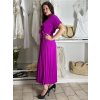 Šaty dlouhé letní skládané krátký rukáv dámské ZUZA (S/M/L ONE SIZE) ITALSKÁ MÓDA 	 IMD251761/DUR (Velikost S/M/L, Barva červená)