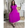 Šaty dlouhé letní skládané krátký rukáv dámské ZUZA (S/M/L ONE SIZE) ITALSKÁ MÓDA 	 IMD251761/DUR (Velikost S/M/L, Barva červená)