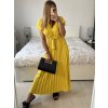 Šaty dlouhé letní skládané krátký rukáv dámské ZUZA (S/M/L ONE SIZE) ITALSKÁ MÓDA 	 IMD251761/DUR (Velikost S/M/L, Barva červená)