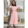 Šaty dlouhé letní skládané krátký rukáv dámské ZUZA (S/M/L ONE SIZE) ITALSKÁ MÓDA 	 IMD251761/DUR (Velikost S/M/L, Barva červená)