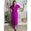 Šaty dlouhé letní skládané krátký rukáv dámské ZUZA (S/M/L ONE SIZE) ITALSKÁ MÓDA 	 IMD251761/DUR (Velikost S/M/L, Barva červená)