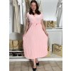Šaty dlouhé letní skládané krátký rukáv dámské ZUZA (S/M/L ONE SIZE) ITALSKÁ MÓDA 	 IMD251761/DUR (Velikost S/M/L, Barva červená)