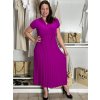 Šaty dlouhé letní skládané krátký rukáv dámské ZUZA (S/M/L ONE SIZE) ITALSKÁ MÓDA 	 IMD251761/DUR (Velikost S/M/L, Barva červená)