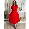 Šaty dlouhé letní skládané krátký rukáv dámské ZUZA (S/M/L ONE SIZE) ITALSKÁ MÓDA 	 IMD251761/DUR (Velikost S/M/L, Barva červená)