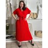 Šaty dlouhé letní skládané krátký rukáv dámské ZUZA (S/M/L ONE SIZE) ITALSKÁ MÓDA 	 IMD251761/DUR (Velikost S/M/L, Barva červená)