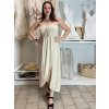 Šaty dlouhé letní carmen přes prsa dámské ORISEA (S/M/L ONE SIZE) ITALSKÁ MÓDA IM425405/DUR (Velikost S/M/L, Barva béžová)