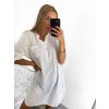 Šaty letní košilové mušelínové krátký rukáv dámské (L/XL ONE SIZE) ITALSKÁ MÓDA IMC23201/DU (Velikost L/XL, Barva bílá)