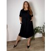 Šaty volnočasové krátký rukáv dámské nadrozměr HANAH (46/48/50 ONE SIZE) ITALSKÁ MÓDA IM42530003/DUR (Velikost 46/48/50, Barva Černá)