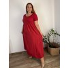 Šaty dlouhé volnočasové krátký rukáv dámské nadrozměr (42/44/46 ONE SIZE) ITALSKÁ MÓDA IMD2525370/DUR (Velikost 42/44/46, Barva červená)