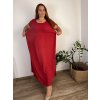 Šaty dlouhé volnočasové krátký rukáv dámské nadrozměr (42/44/46 ONE SIZE) ITALSKÁ MÓDA IMD2525370/DUR (Velikost 42/44/46, Barva červená)