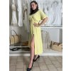 Šaty dlouhé letní mušelín krátký rukáv dámské PETRA (S/M/L ONE SIZE) ITALSKÁ MÓDA MWGS251312/DUR (Velikost S/M/L, Barva žlutá)