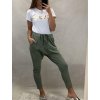Tepláky baggy nízký sed dámské bavlněné (M/L ONE SIZE) ITALSKÁ MÓDA IMD21121/DR (Velikost S/M/L, Barva zelená khaki)