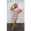 Šaty společenské elegantní krátký rukáv dámské nadrozměr MOLLY (44-52 ONE SIZE) POLSKÁ MÓDA PMLBT25MOLLY/DU (Velikost 44, Barva růžová starorůžová)
