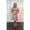 Šaty společenské elegantní krátký rukáv dámské nadrozměr RAVENA (40-48 ONE SIZE) POLSKÁ MÓDA PMLBT25RAVENA/DU (Velikost 40, Barva růžová)