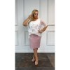 Šaty společenské elegantní krátký rukáv dámské nadrozměr DUETSMOOTH(46-56 ONE SIZE) POLSKÁ MÓDA PMLBT25DUETSMOOTH-2/DU (Velikost 46, Barva růžová)