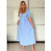 Šaty dlouhé košilové krátký rukáv dámské (S/M ONE SIZE) ITALSKÁ MÓDA IMPVN2525153/DU (Velikost S/M, Barva béžová)