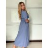 Šaty dlouhé košilové krátký rukáv dámské (S/M ONE SIZE) ITALSKÁ MÓDA IMPVN2525153/DU (Velikost S/M, Barva béžová)
