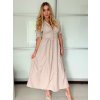 Šaty dlouhé košilové krátký rukáv dámské (S/M ONE SIZE) ITALSKÁ MÓDA IMPVN2525153/DU (Velikost S/M, Barva béžová)