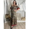 Šaty dlouhé letní carmen krátký rukáv dámské CATY (M/L/XLONE SIZE) INDICKÁ MÓDA IMM24M2892/DU (Velikost M/L/XL, Barva hnědá)