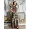 Šaty dlouhé letní carmen krátký rukáv dámské CATY (M/L/XLONE SIZE) INDICKÁ MÓDA IMM24M2892/DU (Velikost M/L/XL, Barva hnědá)