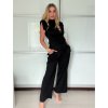 Souprava elegantní tričko bez rukávu a kalhoty dámské (S/M/L ONE SIZE) ITALSKÁ MÓDA IMPVN2525142/DUR (Velikost S/M/L, Barva Černá)