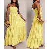 Šaty dlouhé letní carmen bez rukávu dámské AURORA (XS/S/M ONE SIZE) ITALSKÁ MÓDA IMWGS2511921/DUR (Velikost XS/S/M, Barva béžová krémová)