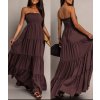 Šaty dlouhé letní carmen bez rukávu dámské AURORA (XS/S/M ONE SIZE) ITALSKÁ MÓDA IMWGS2511921/DUR (Velikost XS/S/M, Barva béžová krémová)