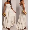 Šaty dlouhé letní carmen bez rukávu dámské AURORA (XS/S/M ONE SIZE) ITALSKÁ MÓDA IMWGS2511921/DUR (Velikost XS/S/M, Barva béžová krémová)