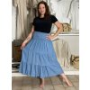 Šaty alá sukně letní žabičkované riflové dámská (S/M/L ONE SIZE) ITALSKÁ MÓDA IM721076/DU (Velikost S/M/L, Barva světle modrá)