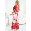 603-1 Vzdušné zavinovací maxi šaty s květinovým vzorem – červené růže (Velikost UNI)