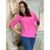 Tričko dlouhý rukáv dámské GIRA (S/M/L ONE SIZE) ITALSKÁ MÓDA IMC25055/DR (Velikost S/M/L, Barva tmavě růžová)