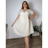 Šaty volnočasové letní mušelínové krátký rukáv dámské nadrozměr SIMONE (46/48/50 ONE SIZE) ITALSKÁ MÓDA IM425466/DUR (Velikost 46/48/50, Barva béžová)