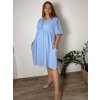 Šaty letní mušelínové 3/4 dlouhý rukáv dámské nadrozměr (46/48/50 ONE SIZE) ITALSKÁ MÓDA IMPEM25XA281/DUR (Velikost 46/48/50, Barva bílá)