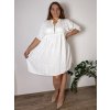 Šaty letní mušelínové 3/4 dlouhý rukáv dámské nadrozměr (46/48/50 ONE SIZE) ITALSKÁ MÓDA IMPEM25XA281/DUR (Velikost 46/48/50, Barva bílá)