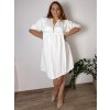 Šaty letní mušelínové 3/4 dlouhý rukáv dámské nadrozměr (46/48/50 ONE SIZE) ITALSKÁ MÓDA IMPEM25XA281/DUR (Velikost 46/48/50, Barva bílá)