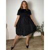 Šaty krátké elegantní letní krátký rukáv dámské nadrozměr RAMONA (46/48/50 ONE SIZE) ITALSKÁ MÓDA IMPLI2550185/DU (Velikost 46/48/50, Barva Černá)