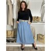 Sukně dlouhá s páskem dámská NINA (S/M/L ONE SIZE) ITALSKÁ MÓDA IM42511112/DU (Velikost S/M/L, Barva světle modrá)
