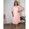 Šaty dlouhé skládané krátký rukáv dámské nadrozměr BEATA (44/46/48 ONE SIZE) ITALSKÁ MÓDA IMWHA251221/DR (Velikost 44/46/48, Barva tmavě smaragdová)