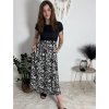 Šaty dlouhé elegantní letní s krátkým rukávem  dámské SILVIA (S/M/L ONE SIZE) ITALSKÁ MÓDA IMC25310-2/DUR (Velikost S/M/L, Barva Černo-bílá)