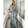 Šaty dlouhé letní dlouhý rukáv dámské (M/L/XL ONE SIZE) INDICKÁ MÓDA IMWKA25CE-301-2/DU (Velikost M/L/XL, Barva světle zelená)