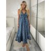 Šaty dlouhé letní na ramínka dámské RAMONA (S/M/L ONE SIZE) INDICKÁ MÓDA IMWKA251062-10/DU (Velikost S/M/L, Barva tmavě modrá)