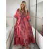 Šaty dlouhé letní dlouhý rukáv dámské LAJLA (S/M/L ONE SIZE) INDICKÁ MÓDA IMWKA25HE309G-1/DU (Velikost S/M/L, Barva růžová)