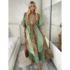 Šaty dlouhé letní dlouhý rukáv dámské LAJLA (S/M/L ONE SIZE) INDICKÁ MÓDA IMWKA25HE309G-2/DU (Velikost S/M/L, Barva zelená)