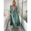 Šaty dlouhé letní dlouhý rukáv dámské LAJLA (S/M/L ONE SIZE) INDICKÁ MÓDA IMWKA25HE309G-4/DU (Velikost S/M/L, Barva zelená)