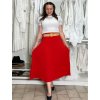 Sukně dlouhá skládaná s páskem dámská BARARA (S/M/L ONE SIZE) ITALSKÁ MÓDA IM425251/DU (Velikost S/M/L, Barva červená)