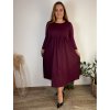 Šaty dlouhé volnočasové dlouhý rukáv dámské nadrozměr (46/48/50 ONE SIZE) ITALSKÁ MÓDA IMSM251126/DUR (Velikost 46/48/50, Barva vínová)