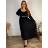 Šaty dlouhé volnočasové dlouhý rukáv dámské nadrozměr (46/48/50 ONE SIZE) ITALSKÁ MÓDA IM425547/DU (Velikost 46/48/50, Barva Černá)
